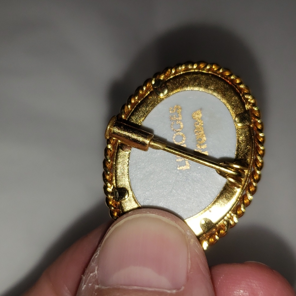 FINAL PRICE LIMOGES VINTAGE COBALT PORCELAIN BROOCH - Picture 3 of 4